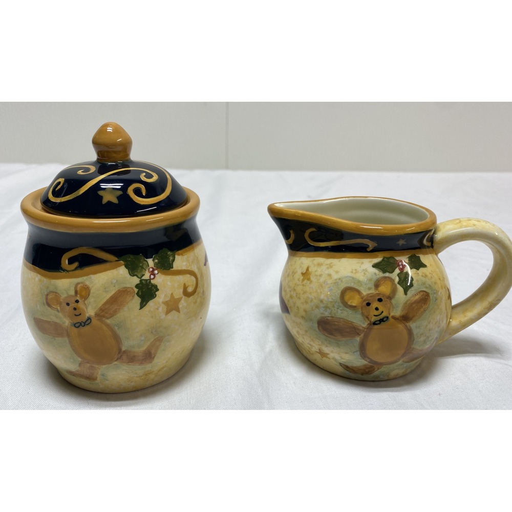 Lang Earthenware Sugar & Creamer Set The Night Before Christmas Susan Winget
